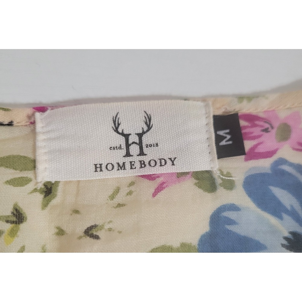 Homebody Peasant Blouse Top Size M Women's Floral Embroidered 3/4 Sleeve 1920 - Picture 5 of 7